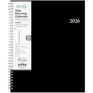 Blue Sky 2026 Weekly and Monthly Appointment Planner Calendar, January 2026 - December 2026, 8.5" x 11", With 15-Minute Blocks, Flexible Cover, Wirebound, Laminated Tabs, Storage Pocket, Enterprise