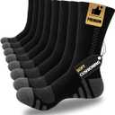 JOYNÉE 8 Pairs Mens Crew Athletic Work Long Socks Calf Cushioned Socks for Sports Running Workout Gym