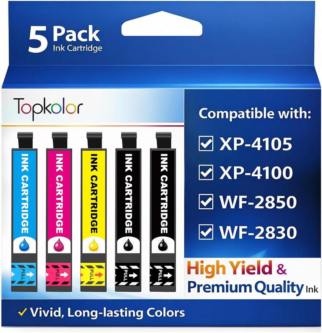 Remanufactured Ink Cartridges Replacement for 212XL Ink Cartridges Combo Pack Replacement for Epson 212 for Expression Home XP-4100 XP-4105 Workforce WF-2830 WF-2850, 5-Pack
