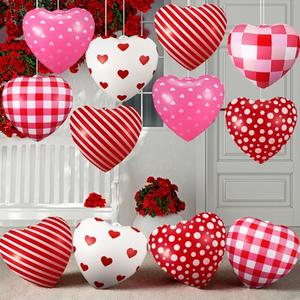 Jetec 12 Pcs Inflatable Heart Blow up Outdoor Decorations with LED Lights PVC Hanging Ornament for birthday Wedding Anniversary holiday Decoration(Mixed Color,Cute)