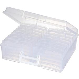 novelinks Transparent 4" x 6" Photo Organizers and Photo Storage Box with Handle, 16 Inner Photo Cases, Portable Picture Organizers & Photo Storage Containers (Clear)