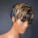 Pixie Cut Wig Human Hair Short Pixie Wigs for Black Women Human Hair Glueless Full Machine Made Wig Glueless Wear and Go Natural Color F1B30