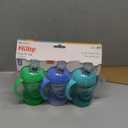 Nuby 3 Pack Two Handle No Spill Toddler Sippy Cups - Toddler Cups Spill Proof with Easy and Firm Grip - Aqua, Blue, Green