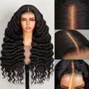 MEGALOOK Wear and Go Glueless Wigs Human Hair Pre Plucked Pre Cut 12A Loose Deep Wave Lace Front Wigs 6x5 Closure Wigs Human Hair 250% Density Loose Curly Wig Bleached Knots 30 Inch (30 Inch Plus, 6x5 Loose Deep)