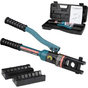 YQK-120 Hydraulic Crimping Tool 8T, Wire Crimper for Battery Cable Terminals 10-120mm(8 AWG to 4/0 AWG) with 8PCS Hex Dies, 16mm Stroke,180Swivel Head - Professional Electrician Crimper(Blue)