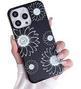 Flower Phone Case for iPhone 15 Case,Sunflower Floral Pattern Design,Cute Stylish Protective for Women Girls Phone Case,for iPhone 13-Black