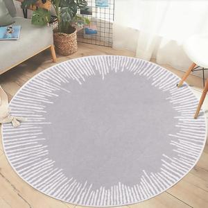 Abstract Rug Circle Modern Bathroom Area Rug 4Ft Round Contemporary Rug for Bedroom Living Room Floor Mat Kids Room Nonskid Indoor Outdoor Rug Soft Throw Rug Floor Carpet, Grey