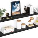 Ballucci Floating Shelves for Wall, 60" Wood Wall Shelf Set of 2, with Invisible Brackets for Bathroom, Living Room, Bedroom, Kitchen, Nursery, 8" Deep, Black