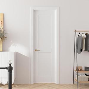 BARNSMITH 24x80 in 2-Panel White Primed Shaker Door Slab, Paintable Solid Core Composite Wood Interior Door Panel, for Swing, Pocket, Sliding Door, Sturdy and Durable