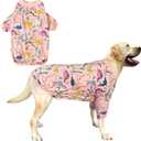 Dog T Shirts Cotton Dinosaur Pattern Prints Shirt Pajamas Pets Breathable Stretchy Clothes for Extra Large Dogs (2XL,Pink Dinosaur)