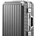 LUGGEX Carry On Luggage with Spinner Wheels, 20 Inch Aluminum Frame Zipperless Polycarbonate Hard Shell Suitcase, Charcoal Metallic