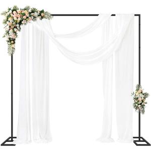 Fomcet 8FT x 8FT Backdrop Stand Heavy Duty with Base, Black Portable Adjustable Pipe and Drape Backdrop Stand Kit, Square Metal Arch Party Frame for Wedding Birthday Parties Banquet Decorations