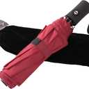 SY COMPACT Travel Umbrella Windproof Automatic Umbrellas Small Compact UV Sun Protection Factory Outlet Umbrella, Red
