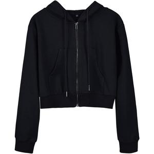 Yimoon Zip Up Hoodie Women Cropped Casual Sweatshirts Workout Long Sleeve Drawstring Hooded Jacket Crop Tops