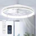 addlon Ceiling Fans with Lights and Remote, 24'' Low Profile Ceiling Fans, 3000-6000K Dimmable Modern Flush Mount LED Fan Light, Fandelier Ceiling Fan for Bedroom, Kitchen, Living Room, White