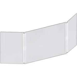 Azar Displays Tri-Fold Protective Sneeze Guard for Counter and Desk - Portable Plexiglass Barrier - Acrylic Desk Shield with side wing panels. Plastic Shield for Desk, 46 in x 18 in (Pack of 1)