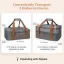 Expandable Casserole Carrier Bag - Double Decker Food Bag, Insulated Casserole Carrier for Hot or Cold Food, Lasagna Holder Tote for Picnics,Beaches,Traveling or Gifts