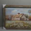 Barn Wall Art Wooden Picture: Farmhouse Windmill Rustic Framed Artwork Country Landscape Painting Farm Rural Print Decorations for Living Room Home (48L" x 24W")