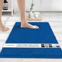 MAYSHINE Small Plush Shaggy Chenille Bath Mat 23"x14" Extra Soft, Super Absorbent, Non-Slip Bathroom Rug | Fluffy Microfiber, Area Rug Sets for Bathroom Floor, Kitchen, Living Room | Dark Blue