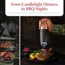 Urban Noon Gravity Salt and Pepper Grinder Set - Battery Operated Electric Grinders with Light (2 Matte Gray Mills) - Automatic One Handed Operation - Electronic Adjustable Shakers - Ceramic Grinders