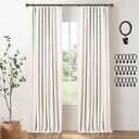 INOVADAY 100% Blackout Curtains for Bedroom, Black Out Curtains 84 Inch Long, Clip Rings Linen Blackout Drapes, Thermal Insulated Room Darkening for Living Room, 2 Panels - Beige,W50xL84