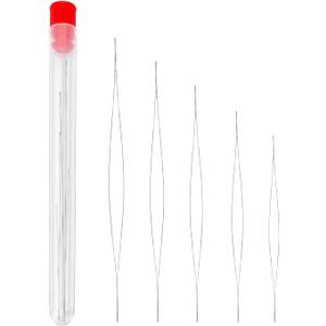 BlingKingdom Beading Needles 5 Sizes Seed Beads Needles Big Eye Beading Needles with Needle Bottle Collapsible Embroidery Beading Needle for Craft and Jewellery Making