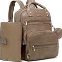 Premium Vegan Leather Diaper Bag Backpack with Waterproof Changing Pad, Reinforced Zippers & Odor-Free, 20 Pockets Pro Organizer, Fits 15.6" Laptop, Stroller Straps, Baby Bag for Mom, Taupe