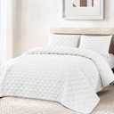 Exclusivo Mezcla King Quilt Set, 3 Pieces Lightweight Quilts King Size with Geometric Ellipse Pattern, Soft Quilted Bedspreads White Coverlets Bedding Set for All Seasons