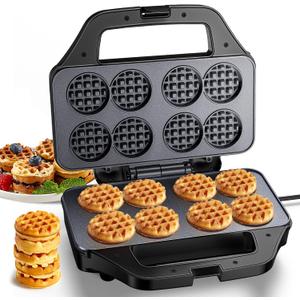 Mini Waffle Maker Machine, 8 Small Waffle Bites, Nonstick Waffle Iron with Quick Heat-Up, Easy Breakfast Makers for Home, Family, Snacks or Desserts