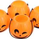 IMIKEYA 4pcs Plastic Pumpkin Buckets for Halloween Candy Cute Treat Storage for Parties Versatile Use As Candy Holders and Festive Decor Easy to Carry for Trick-Treating