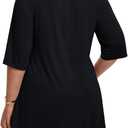 LARACE Elbow Sleeve Cross-Tie V-Neck Plus Size Tops for Women's Half Sleeves Tunic Shirts Blouse Spring Summer Fall Clothes (Black, XXXL)