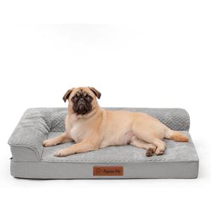 Orthopedic Dog Bed for Small and Medium Dogs, Memory Foam Pet Bed with Washable Removable Cover, Nonskid Bottom, Waterproof, for Indoor, Outdoor, Crate  Car Use, 30x20x6 Inches, Light Grey