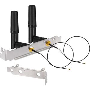 Eightwood M.2 WiFi Card Antenna 2.4GHz 5GHz Small WiFi Antenna + RP-SMA Cable 10in + Computer Slot Bracket for M.2 NGFF Network Card PC Desktop Computer