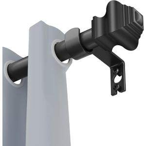 Curtain Rods for Windows 30-46 inch, 5/8 inch Matte Black Curtain Rod with Brackets Adjustable by Splicing for Bedroom Kitchen Study Living Room(30" or 46")