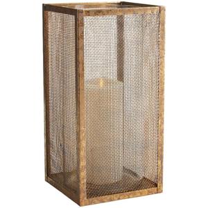 Contemporary Minimalist Gold Mesh Cage Candle Holders Square Pillar Hurricanes