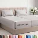 Extra Deep Split King Sheet Set - 5 Piece Breathable & Cooling Bed Sheets - Easily Fits 18 to 24 inch Mattress - Soft, Wrinkle & Fade Free with Extra Deep Pockets - Hotel Luxury Bedding - Light Grey