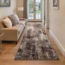 Runner Rug for Kitchen Coffee Hallways Runner Rug Non Slip 2''x6' Washable Brown Long Runner Rugs with Rubber Backing Soft Abstract Carpet Runner for Entryway, Kitchen, Bedroom, Bathroom, 2-Pieces