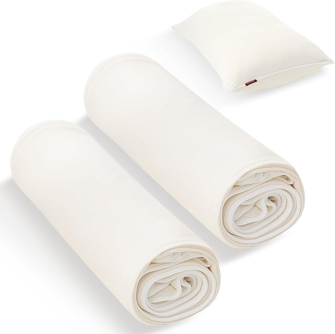 Momcozy Life Coolmurm Cooling Pillow Cases for Hot Sleepers, 2 Stretchy Cooling Pillowcases, Lightweight Breathable Cooling Pillow Cover Zipper Pillow Protector, Ivory White (for Standard Pillow)