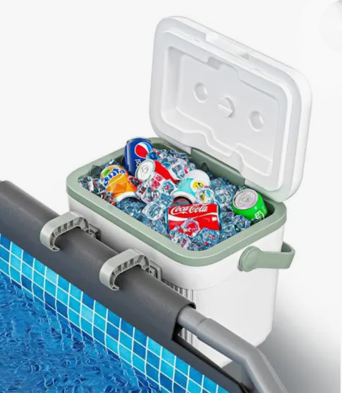 Pool Cooler for Above Ground Pools, Insulated Poolside Cooler Small Coolers Hard Shell with Handle, Keeps Ice for 72 Hours, Portable Ice Chest Pool Drinks Cooler for Poolside Camping & Outdoor Party