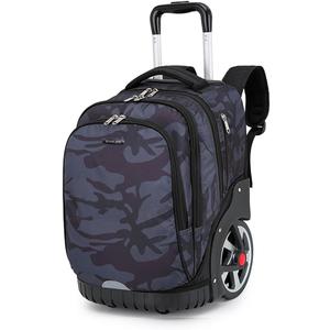 Rolling Backpack, 55L (14.5gal) Backpack with Wheels for Business, Waterproof Backpacks with Dual Handles and Silent Large Wheels, Carry on Backpack with Laptop Compartment (Black,22 inch)