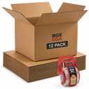 BOX USA Moving Boxes 20"L x 20"W x 15"H (12-Pack) Large + Packaging Tape - Shipping, Mailing, Packing, Packaging and Storage, ECT-32 Corrugated