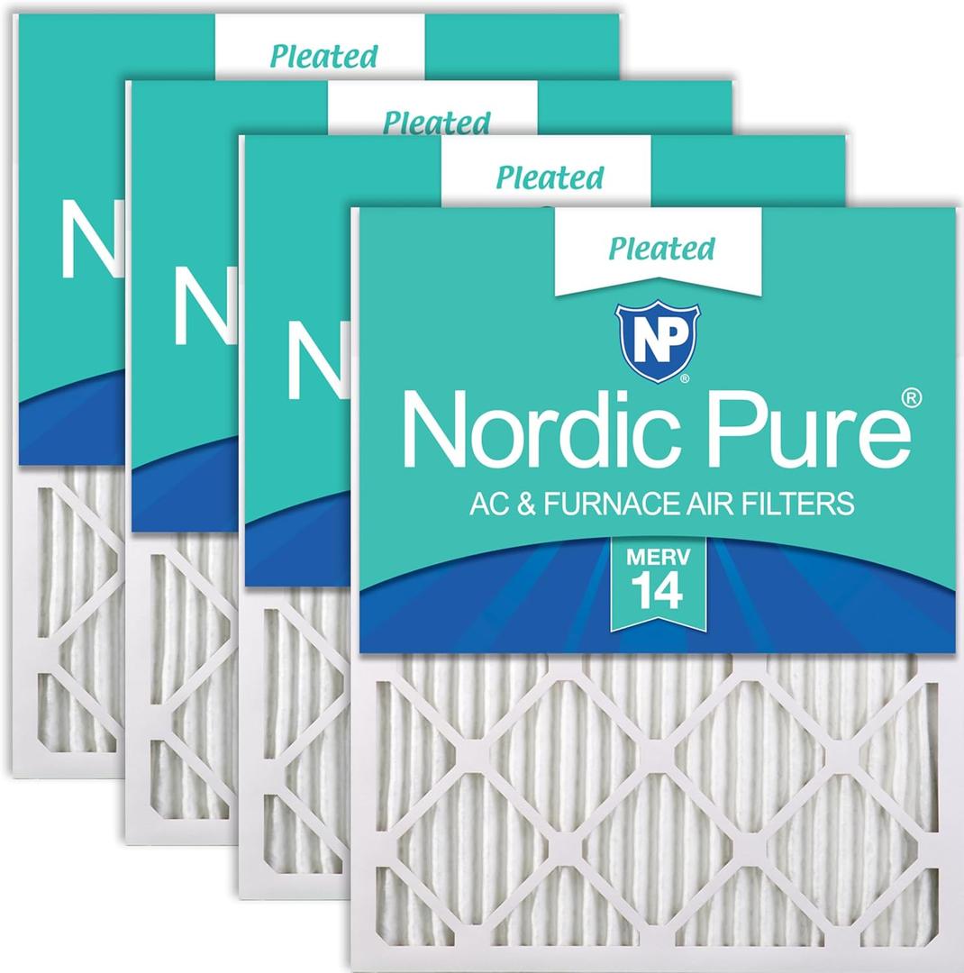 Nordic Pure 12x24x1 (Actual Size: 11 1/2 x 23 1/2 x 3/4) Pleated MERV 14 Air Filters 4 Pack