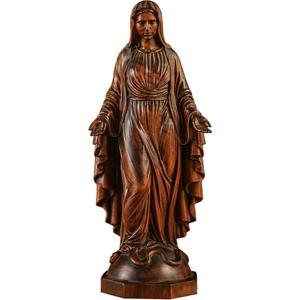 BGCOPPER Wooden Virgin Mary Statue, Our Lady of Guadalupe Figurine Ornament, Catholic Virgin Figure Religious Gift for Home Decor Christmas - 12 Inch