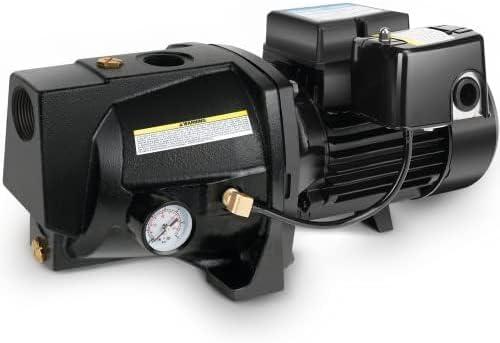 Acquaer 1HP Shallow Well Jet Pump,Cast Iron, Well Depth Up to 25ft, 115V/230V Dual Voltage, Automatic Pressure Switch Black