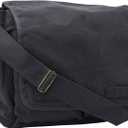 ARMYU Black Original Heavyweight Cotton Canvas Classic Heavyweight Military Messenger Bag + Streamer