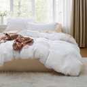 Bedsure White Duvet Cover King Size - 3 Pieces Prewashed Cotton-Like Extra Soft Bedding Set, Includes 1 Duvet Cover 104x90 Inches with Zipper Closure & 2 Pillow Shams, Comforter Not Included