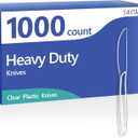 SACATR 1000 Count Heavy Duty Plastic Knives Disposable, BPA-Free Clear Plastic Knives Bulk – Extra Thick, Heat Resistant, for Catering, Parties, Events