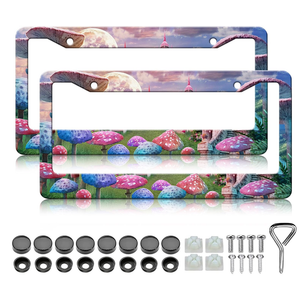 Animals License Plate Frame - 2PCS Cute Animal Forest Mountain Aluminum Metal License Plate Holder Covers, Rust-Proof Waterproof Car Decorative Tag Frames for Standard Us 12x6 Inch