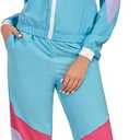 80s 90s Retro Windbreaker Set Women Workout Costume Outfit Track Suit for Women (Blue, L)