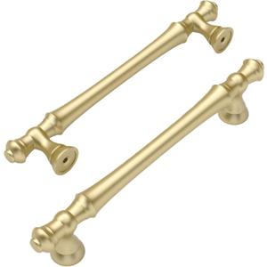 Amerdeco 10 Pack Brushed Gold Cabinet Pulls 5 Inch(128mm) Hole Center Cabinet Hardware Kitchen Handles for Bathroom Drawer Pulls ZH0014